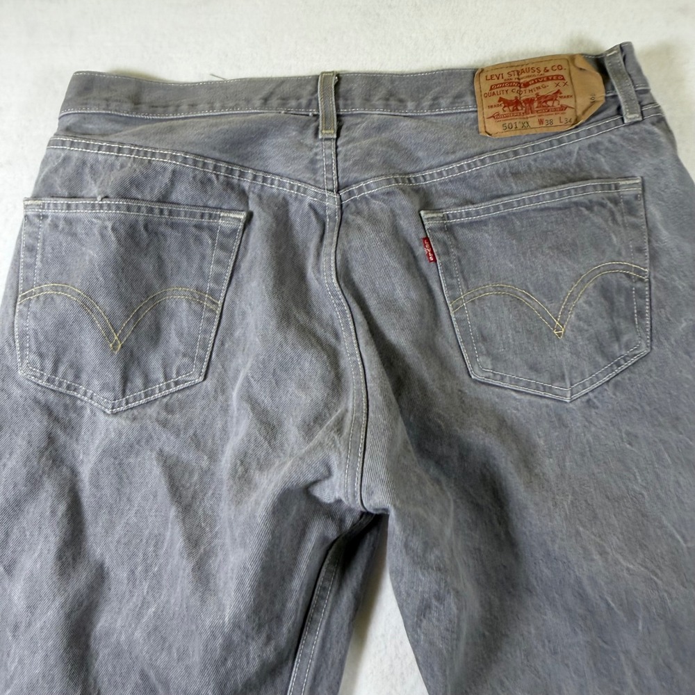 Levis 501 XX Mens Straight Leg Button Fly Faded Grey Denim‎ Jeans W38 L34